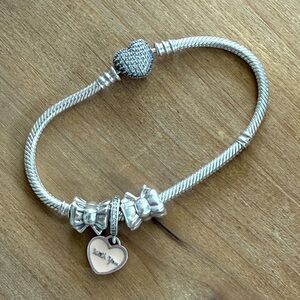 Pandora Silver Heart Charm Bracelet